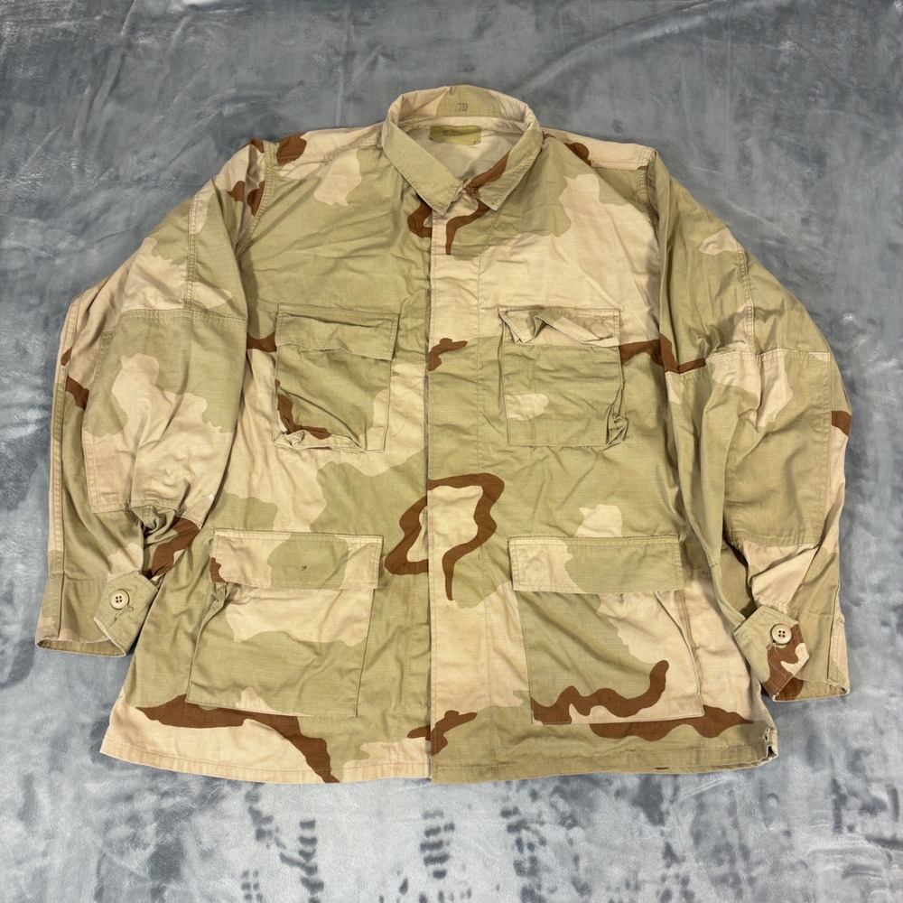 American Apparel Combat Coat Mens Large Tan Desert Camouflage Ripstop BDU Jacket